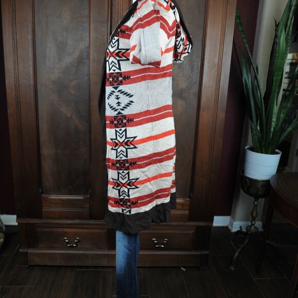 Belldini Women's Autumn Leaves Knitted Southwestern Cardigan /wHoodie  Size XL - Picture 2 of 8